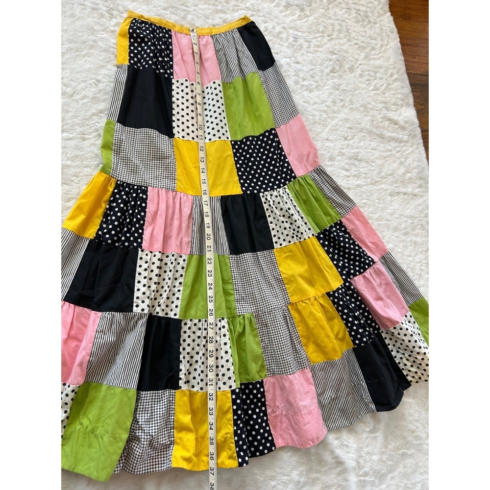 Vintage 70's Patchwork Maxi Skirt Gypsy Whimsical Boho Hippie - Size 2/4 - Picture 2 of 6